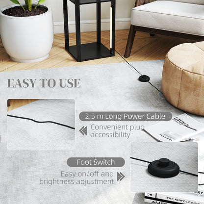 LED Floor Lamp with Shelves, Modern Dimmable Standing Lamp with 3 Brightness Levels and Foot Switch for Living Room, Bedroom, Office, Black