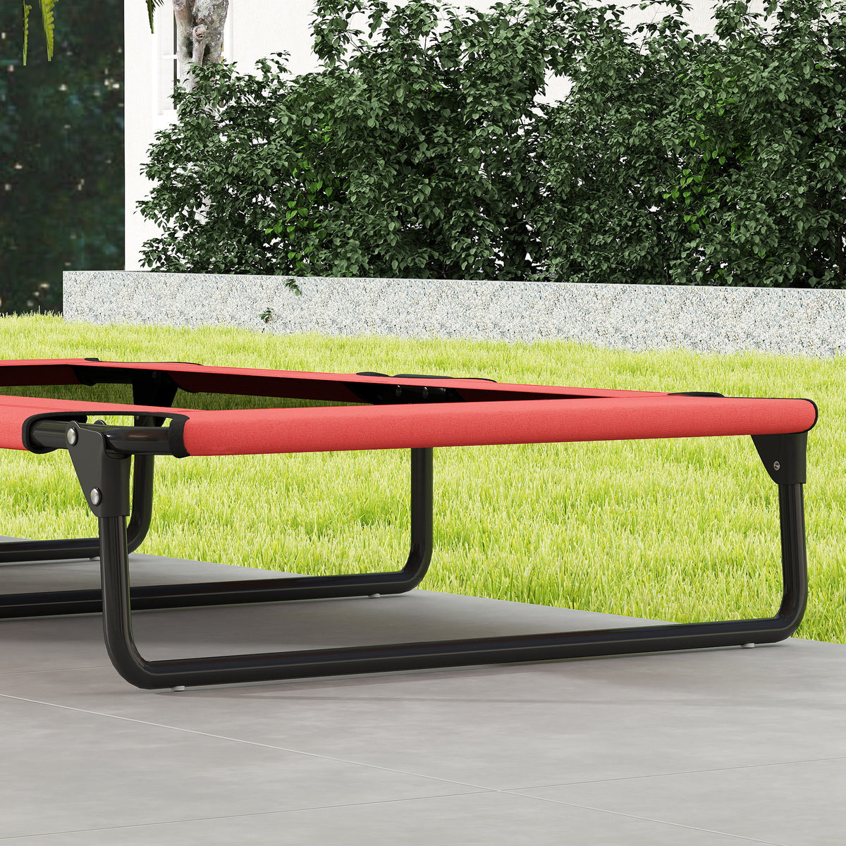 PawHut Portable Raised Dog Bed, Elevated Pet Cot with Breathable Mesh for Indoor Outdoor, for Large Dogs, Red