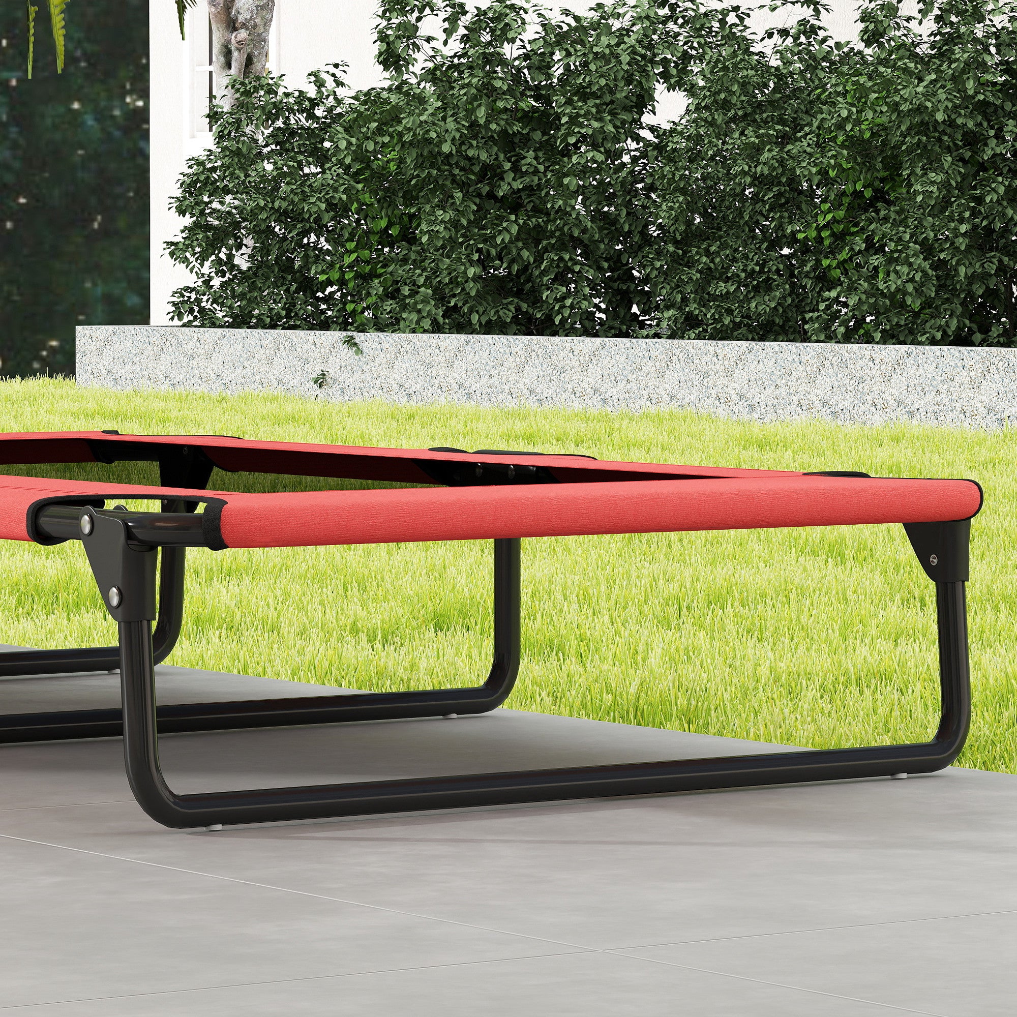 PawHut Portable Raised Dog Bed, Elevated Pet Cot with Breathable Mesh for Indoor Outdoor, for Large Dogs, Red