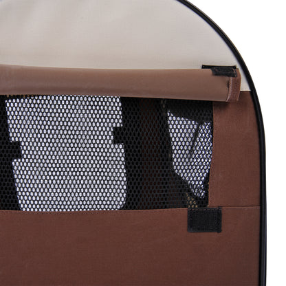 Pawhut Folding Fabric Soft Pet Crate, 46Lx36Wx41H cm - Brown