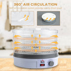 5 Tier Food Dehydrator, 245W Food Dryer Machine with Adjustable Temperature Control for Drying Fruit, Meat, Vegetable, Jerky and Pet Treat, White