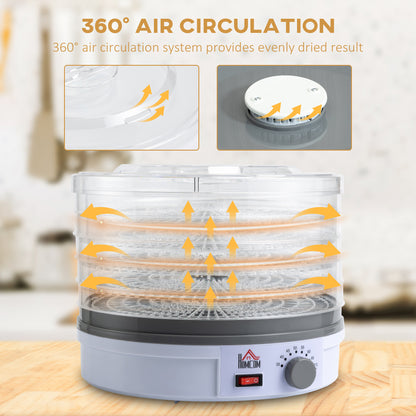 5 Tier Food Dehydrator, 245W Food Dryer Machine with Adjustable Temperature Control for Drying Fruit, Meat, Vegetable, Jerky and Pet Treat, White