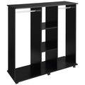 Open Wardrobe Double Mobile Storage Shelves Organizer W/6 Wheels-Black