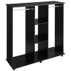 Open Wardrobe Double Mobile Storage Shelves Organizer W/6 Wheels-Black
