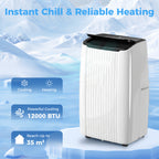 12000 BTU 5-in-1 Portable Air Conditioner with Cool, Heat, Dehumidifier, Fan, Sleep, WiFi Voice Control, White