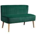 HOMCOM 117cm Loveseat Sofa Upholstered Small 2 Seater Sofa  with Thick Padded Seat and Rubber Wood Legs, Dark Green