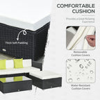 Outsunny White Rattan Garden Furniture 4-Seater Outdoor Sofa Set with Coffee Table - White