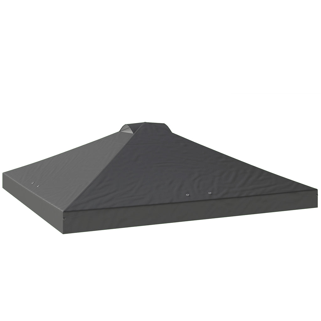 Outsunny Gazebo Roof Replacement UV50+ Waterproof Pop Up Canopy Cover with 8 Drainage Holes 3 x 3 m Dark Grey