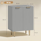 HOMCOM Sideboard Buffet Cabinet, Modern Kitchen Storage Cabinet with Adjustable Shelf and Metal Legs, Grey