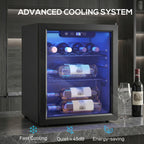 16 Bottle Wine Cooler, 48 Litre Capacity, 4-16°C Tabletop Counter Drinks Wine Fridge with Glass Door, LED Light, Black