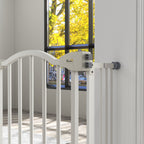 PawHut Metal 74-100cm Adjustable Pet Gate Safety Barrier w/ Auto-Close Door White