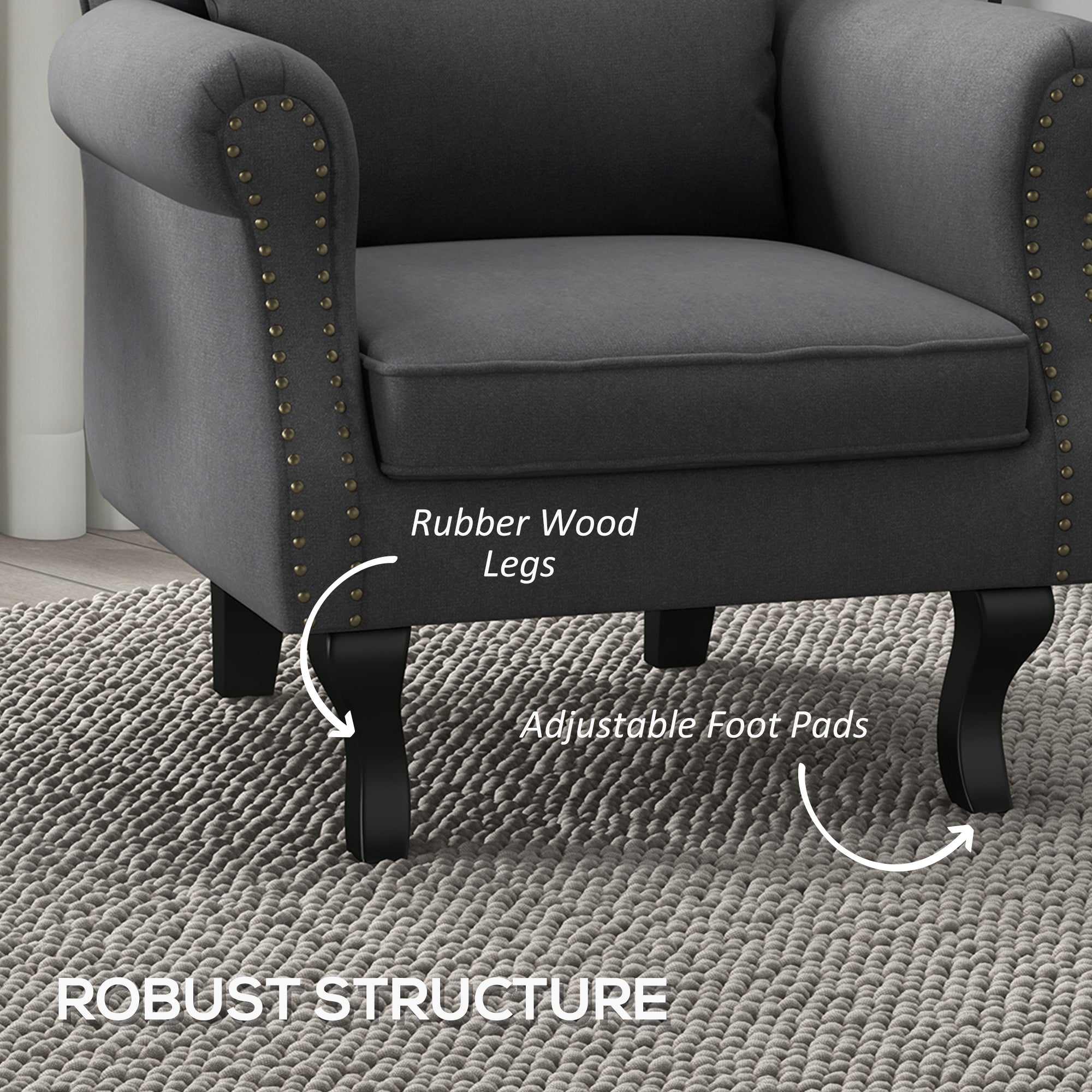 HOMCOM Chesterfield-Style Accent Chair - Grey