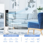 Portable Air Cooler, 3L Tank Evaporative Ice Cooling Tower Fan with 3 Modes, 3 Speeds, Remote, Timer, 60° Oscillating, Portable Swamp Cooler for Home Bedroom, White