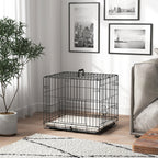 PawHut Foldable Dog Crate with Two Doors with Tray, Soft Cushion, for Extra Small Dogs, 60 x 45 x 50, Black