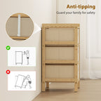 HOMCOM Chest of Drawers, 3 Fabric Drawers Narrow Dresser with Bamboo Frame, Cream White