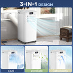 8000 BTU Air Conditioning Unit, 3-in-1 Portable Air Conditioner, Dehumidifier, Cooling Fan with Remote Control, Digital Display, 2 Speeds, 24H Timer, Window Venting Kit, 18m²