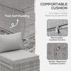 Outsunny Outdoor Garden Furniture Rattan Single Middle Sofa with Cushions for Backyard Porch, Light Grey