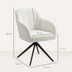 HOMCOM 360 Degree Swivel Accent Chair, Teddy Fleece Fabric Armchair, White