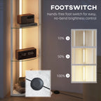 LED Floor Lamp with Shelves, Dimmable Standing Lamp with Foot Switch for Living Room, Bedroom, White