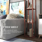 Three-Shelf Standing Lamp - Brown/White