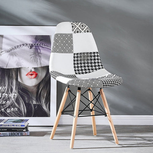 Elsie Dining Chair - Black/White Patchwork