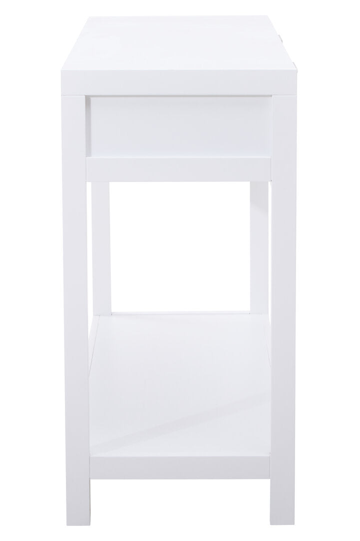 Shaniya White Wood and Rattan Two Drawer Console Table
