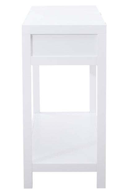 Shaniya White Wood and Rattan Two Drawer Console Table