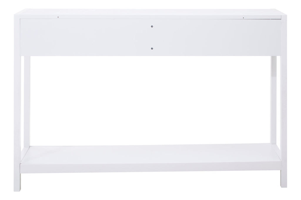 Shaniya White Wood and Rattan Two Drawer Console Table