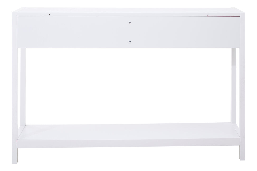 Shaniya White Wood and Rattan Two Drawer Console Table