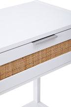 Shaniya White Wood and Rattan Two Drawer Console Table