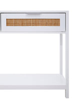 Shaniya White Wood and Rattan Two Drawer Console Table
