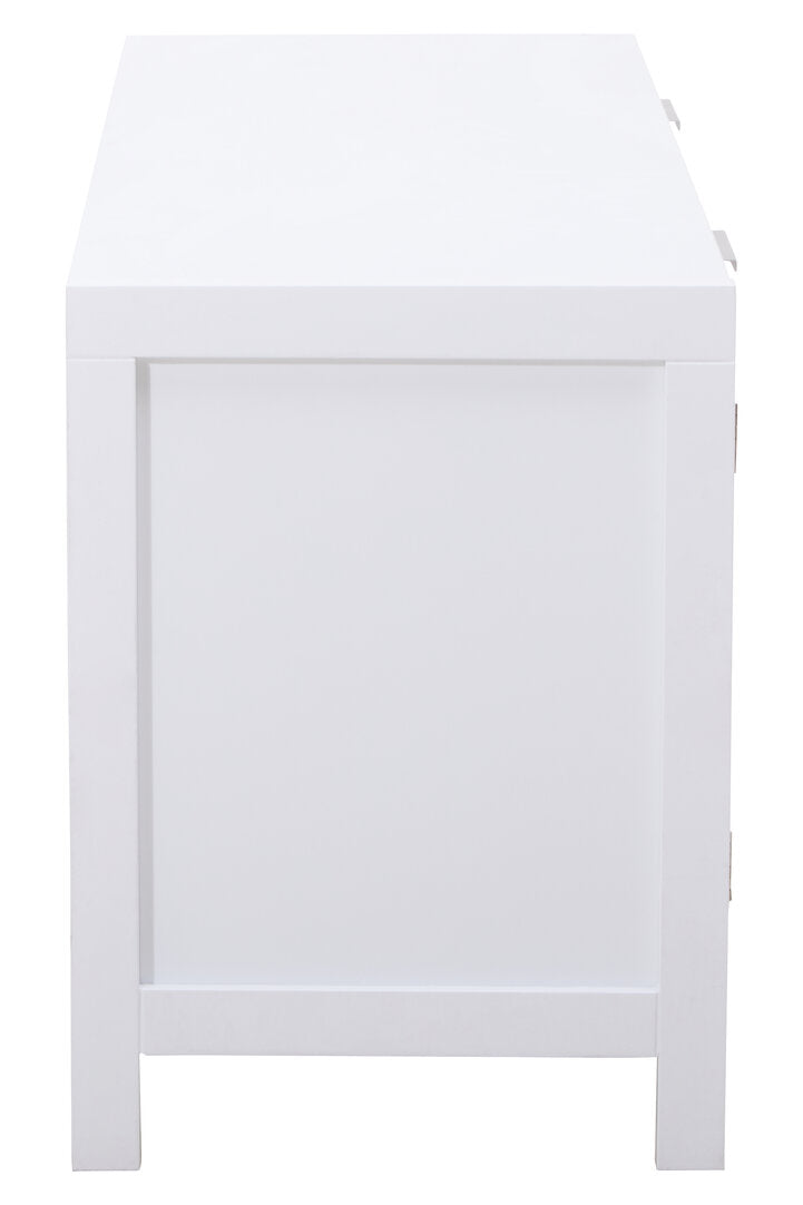 Shaniya White Wood and Rattan Media Unit