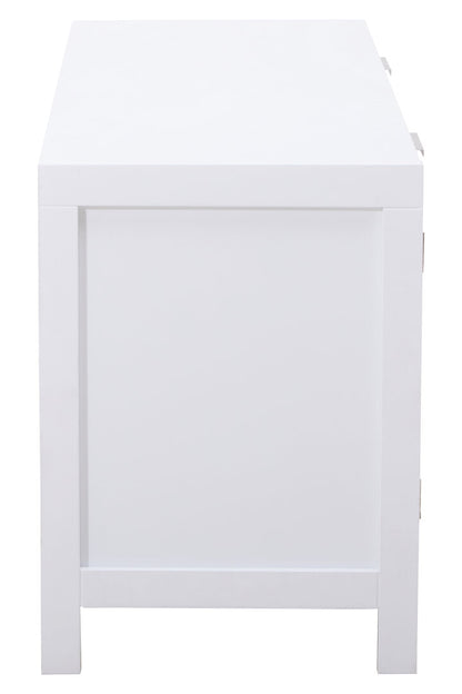 Shaniya White Wood and Rattan Media Unit