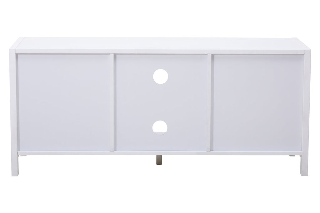 Shaniya White Wood and Rattan Media Unit