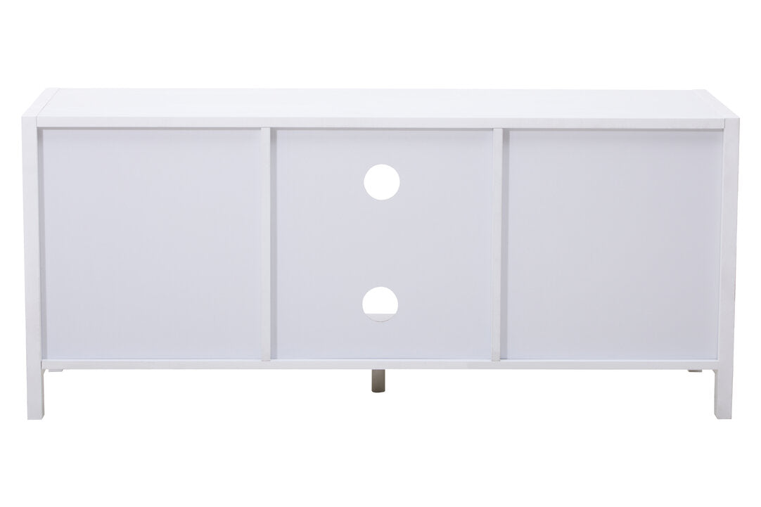 Shaniya White Wood and Rattan Media Unit
