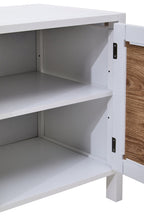 Shaniya White Wood and Rattan Media Unit