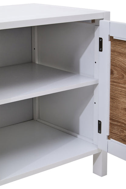 Shaniya White Wood and Rattan Media Unit
