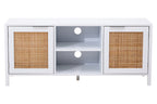Shaniya White Wood and Rattan Media Unit
