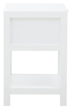 Shaniya White Wood and Rattan One Drawer Side Table