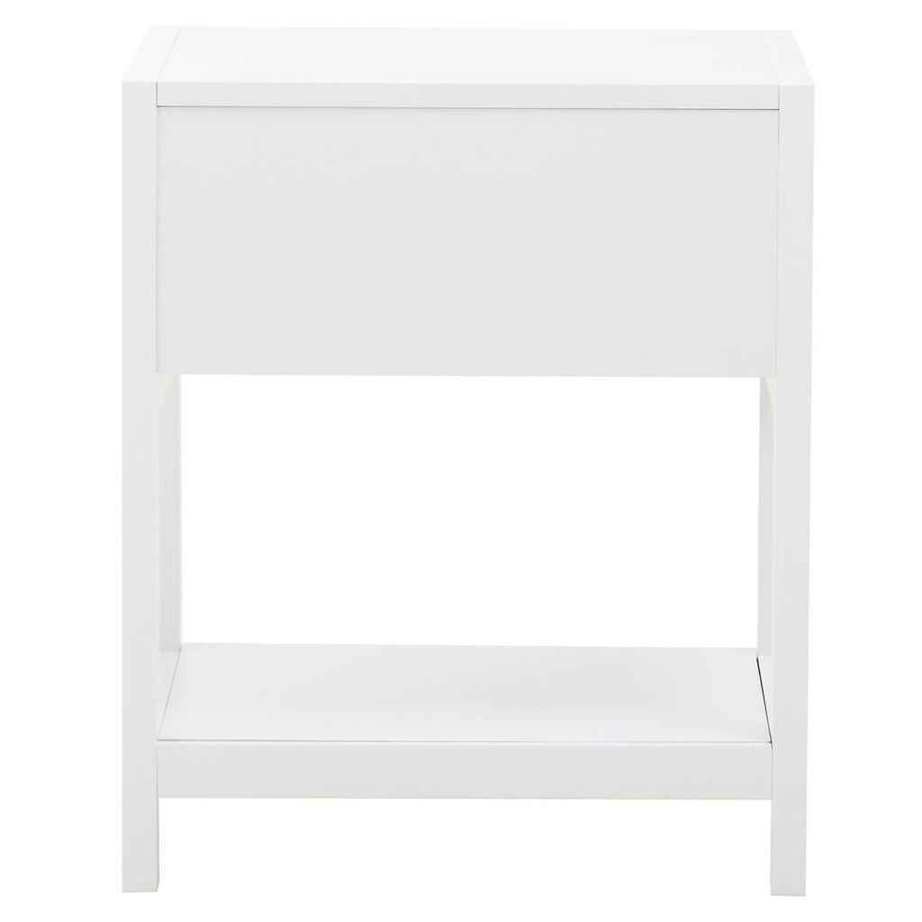 Shaniya White Wood and Rattan One Drawer Side Table