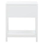 Shaniya White Wood and Rattan One Drawer Side Table