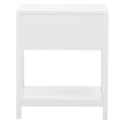 Shaniya White Wood and Rattan One Drawer Side Table