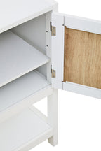 Shaniya White Wood and Rattan Two Drawer Side Cabinet