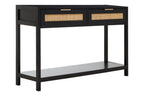 Shaniya Black Wood and Rattan Two Drawer Console Table
