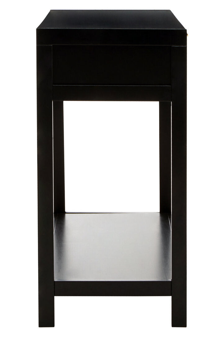 Shaniya Black Wood and Rattan Two Drawer Console Table