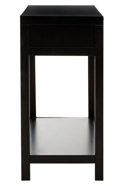 Shaniya Black Wood and Rattan Two Drawer Console Table