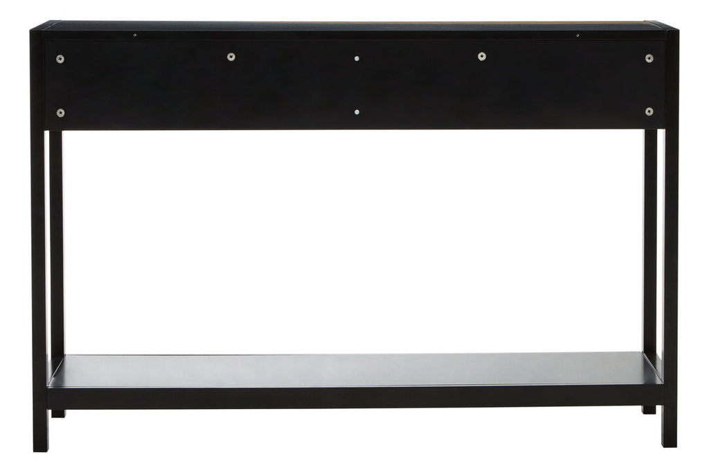 Shaniya Black Wood and Rattan Two Drawer Console Table