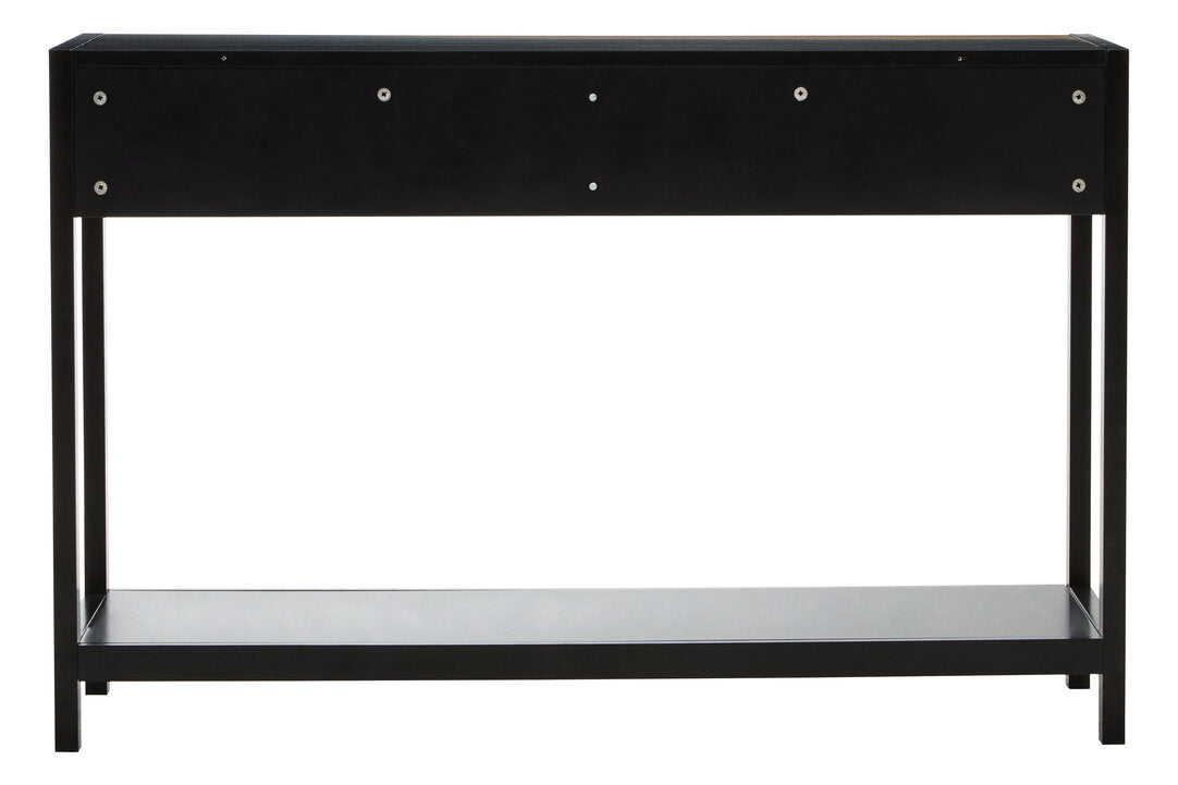 Shaniya Black Wood and Rattan Two Drawer Console Table