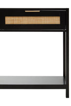 Shaniya Black Wood and Rattan Two Drawer Console Table