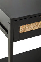 Shaniya Black Wood and Rattan Two Drawer Console Table